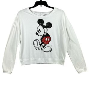 Disney Mickey Mouse Cropped Sweatshirt Size XL 15-17  (Juniors) Womens‎  White